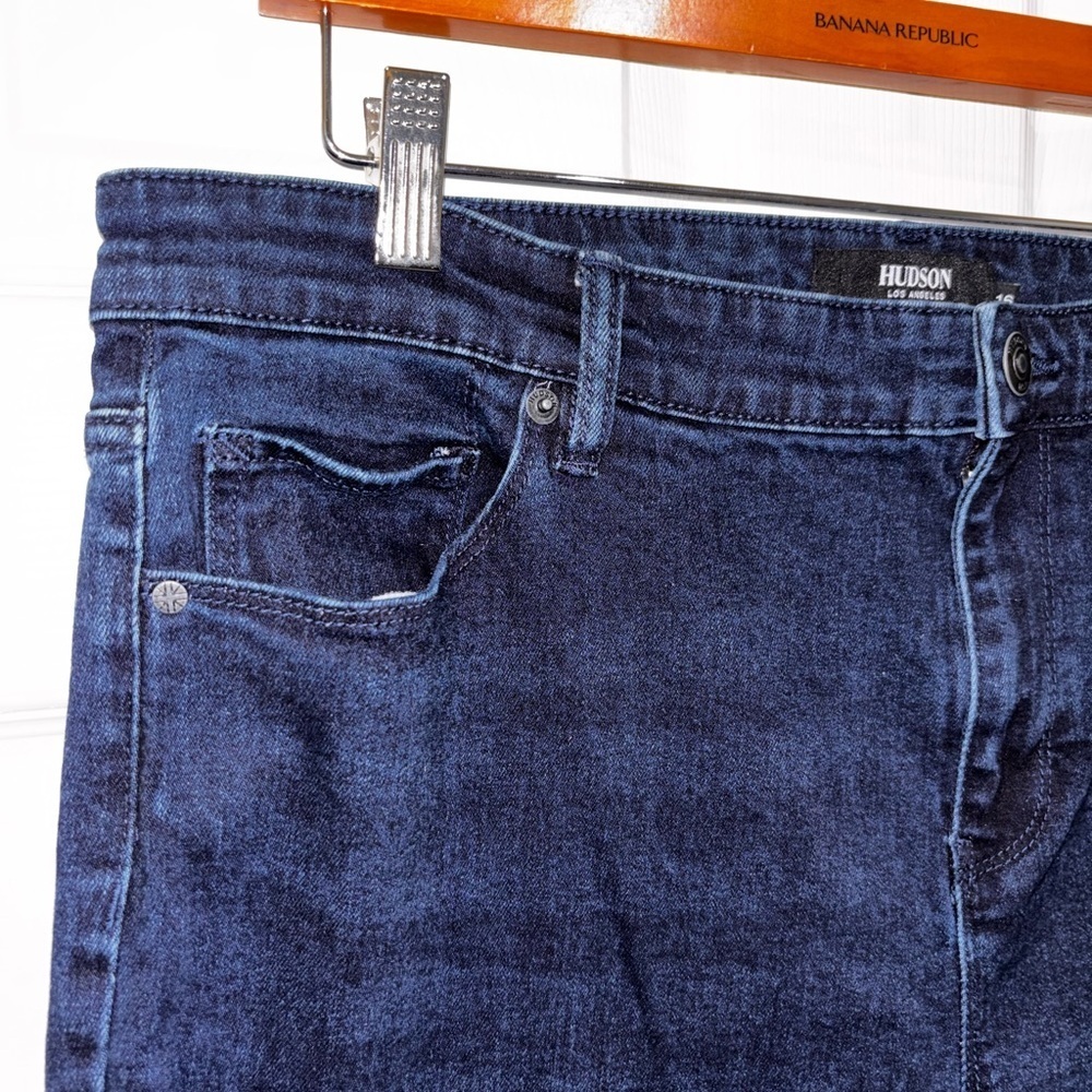 Hudson Jeans Womens Dark Wash Blue Straight Leg Stretch Back Flap Pockets SZ 16‍ - Picture 3 of 10